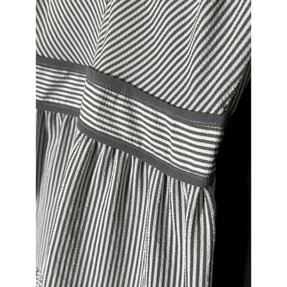 Monteau Los Angeles Dress Grey White Stripe Fit Flare Dress Small Cap Sleeve - Picture 5 of 8